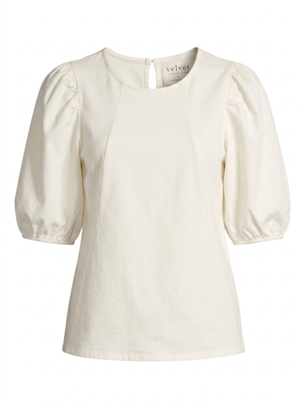 Velvet by Graham & Spencer Off-White Puff Sleeve Top Small